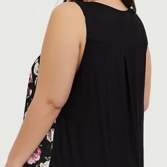 Torrid Floral Georgette Button Floral Blouse Shirt Tank Black Size 2X - Picture 3 of 5